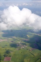 Air shot of Languimberg in the middle of the clouds France