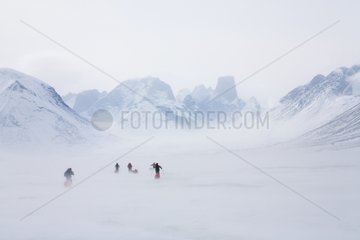 Ski expedition near Asgard mountain Baffin Canada