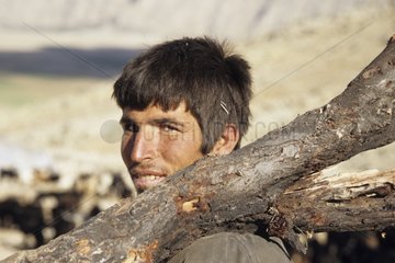 Portrait of a Qashqai man wearing firewood Iran