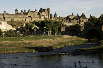 Carcassonne  the roman bridge over the Aude river outside the walls of the medieval city