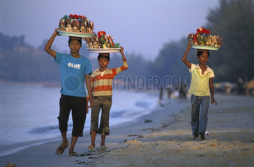 Sihanoukville  selling tropical fruit on Ochheutal beach