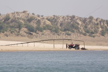 Pumping water for agriculture on the Chambal river India