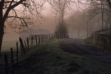 Fog on the countryside in Doubs France