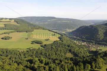 Overlooking the valley of the Doubs to St. Hyppolyte summer