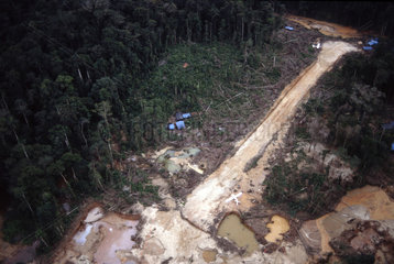 Amazon  Brazil. Illegal landing-strip at gold mining area.