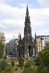 Modern skyline including Scott Monument of capital of Edinburgh Scotland