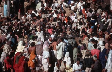 Crowd of Hindu pilgrims at temple Shiva Ratri Nepal