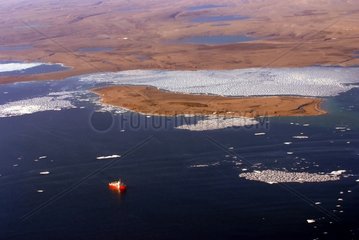 Icebreaker wet at northwest of the Cornwallis Island Arctic