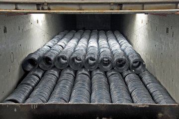 Coils of steel wire stocked in a cargo liner France