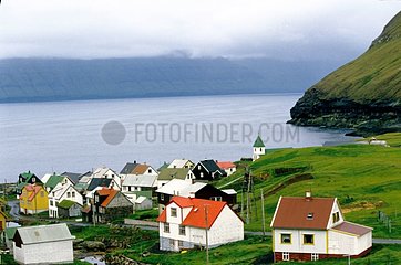 Small village on an island Faroe Islands