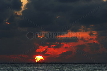 Maldives  sunset of the Indian Ocean