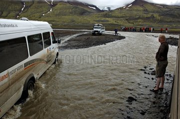 Minibus helped out in the middle of a ford Iceland