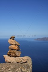 Cairns in the coves of Piana Corsica France