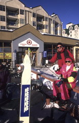 Relax with coffee after skiing at Whistler in British Columbia Canada