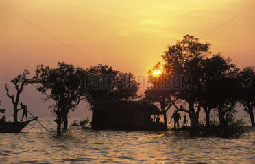 Tonle Sap lake  the floating village of Chong Kneas
