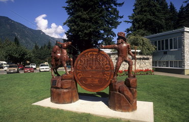 Famous wood carving in beautiful town of Hope British Columbia in Canada