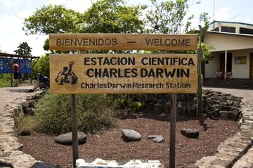 Signs Darwin Scientific Station Santa Cruz Island