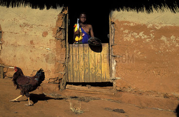 Thirteen year old Thobile in her village Lamgabhi  before the Umhlanga
