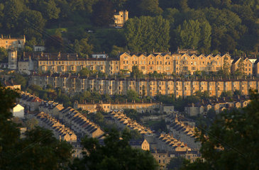Bath  cityscape of the historical town and the rows of houses