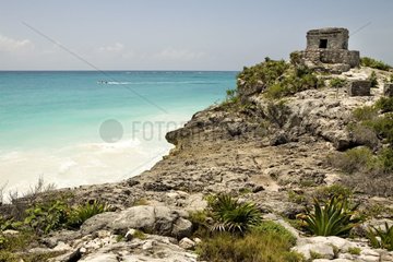 Maya Ruins of Tulum in front of the Caribbean Sea Mexico