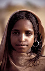 Sudan  Al Geneine  Asernei Camp. Girl from Chad in refugeecamp.