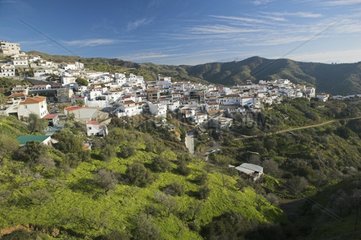Landscape and village of La Axarquia in Andalusia Spain