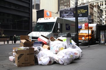 Bags bins in the district of Manhattan New York