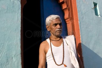 Old Man leaving his house Uttar Pradesh India