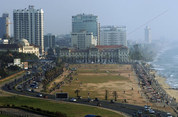 Colombo  the Galle Face Green with view on the beach and the Galle Face Hotel