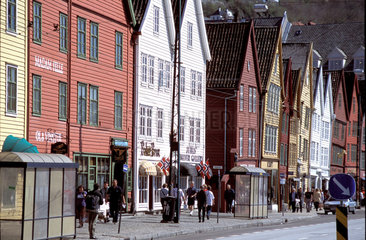 Norway  Bergen. Wooden houses at the harbor.