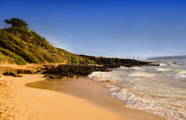 Beautiful and remote isolated Big Beach in Wailea Maui Hawaii