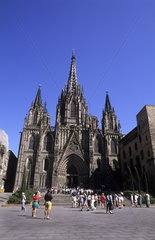 Life in Spain the famous Le Cathedral built in 1450 in Barcelona Spain