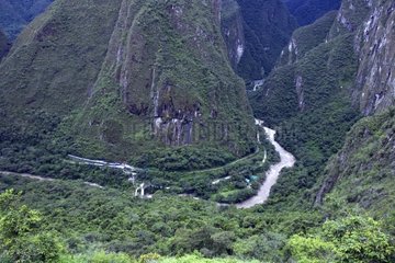 Anblick des Urubamba River Valley Machu Pichu Peru