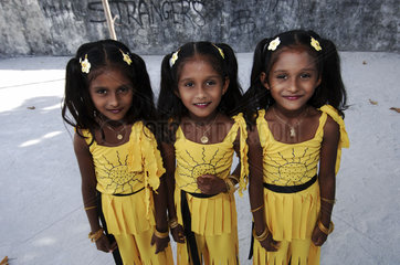 Maldives  portrait of three girls