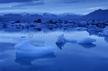 Ice blocks floating on Joekulsárlón lake Iceland