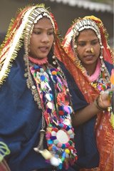 Taru women dancing in traditional costume Terai India