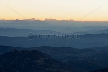 Sonnenaufgang auf dem Mont Blanc vom Mont Ventoux