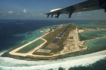 Maldives  aerial view of atol in Indian Ocean