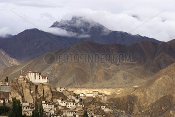 Monastery overlooking the village of Lamayuru Ladakh India