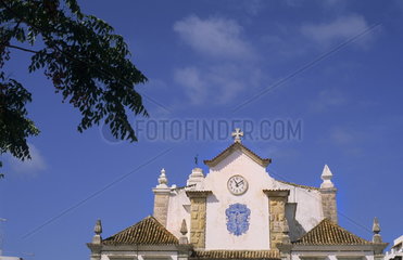 Beautiful old cathedral called Nossa Banhora de Rosario in the village of Olmao in the Algarve in Southern Portugal in Europe