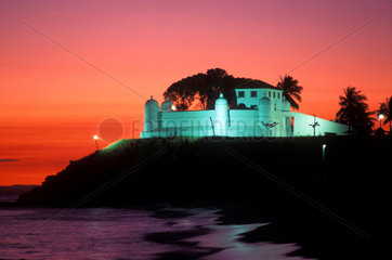 Fortress  Monte Serrat. Salvador  Bahia  Brazil. Beach in sunset.