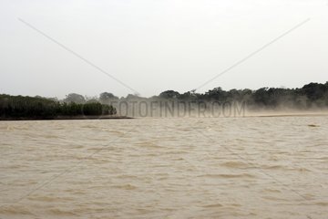 Storm on the river Madre de Dios Peru
