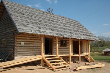 Wood traditional construction of a house Latvia