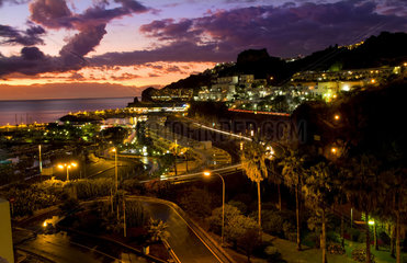 Night photo of beautiful Puerto Rico area of Gran Canaria in Canary Islands Spain