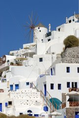 View of the mill village of Oia island of Santorini
