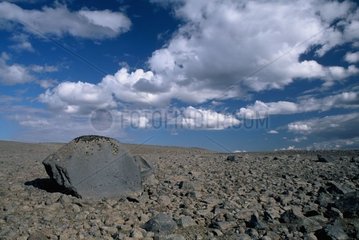 Block of lava in the medium of a stone desert Iceland