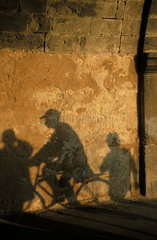 Essaouira  the shadow of a bicycle on the wall