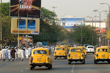 INDIA : Calcutta  Choringee Ave. Muslims on their way to a political meeting on the Maidan.