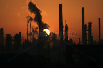 Port of Rotterdam  refinery of Esso at sunrise