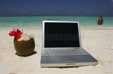 Maldives  laptop on beach
